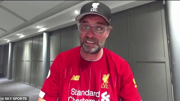 Klopp was in tears as he spoke on Sky Sports after Liverpool secured the Premier League for the first time in 30 years